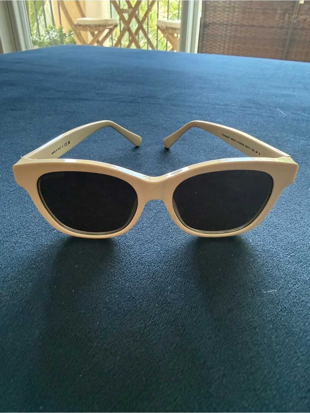NOT CHANEL Cream-Beige Logo Sunglasses with Gold CC
